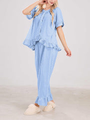 Women's 2 Piece Gingham Pajama Set