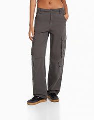 Adjustable Multi-pocket Twill Cargo Trousers