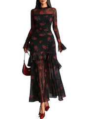 Valentine's Sheer Leopard Maxi Dress