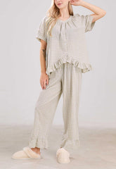 Women's 2 Piece Gingham Pajama Set