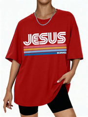 Retro Jesus King Oversized Cotton T-Shirt