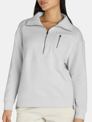Women's Quarter Zip Side Slit Zipper Pullover