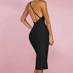 Women's One Shoulder Bandage Midi Dress