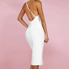 Women's One Shoulder Bandage Midi Dress