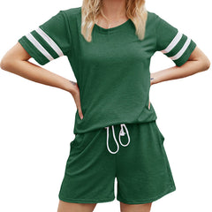 Striped Pocket Casual Two-piece Set