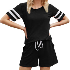 Striped Pocket Casual Two-piece Set