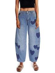 Women's Mid Rise Heart Barrel Jeans
