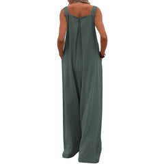 Pocketed Cotton And Linen Breathable Wide Leg Pants