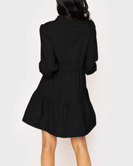 Women's V-Neck Long Sleeve Ruffle Tiered Dress