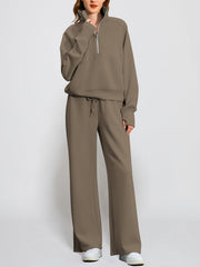 Women's Oversized Half Zip 2 Piece Sweatsuit Set