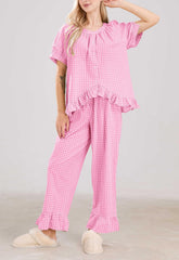 Women's 2 Piece Gingham Pajama Set