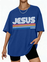 Retro Jesus King Oversized Cotton T-Shirt