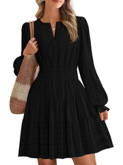 Women's Tiered Ruffle Hem V-Neck Dress