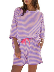 Women's Striped 3/4 Sleeve Lounge Sets