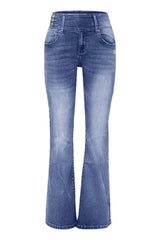 Vintage Button Mid Rise Flared Jeans