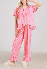 Women's 2 Piece Gingham Pajama Set