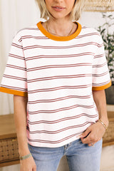 Women's Color Block Short Sleeve Striped T Shirt