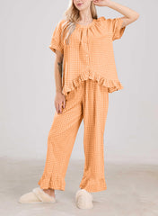 Women's 2 Piece Gingham Pajama Set