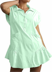 Button Down Shirt Dress with Pockets