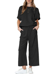Women's Two Piece Textured Sports Casual Suit