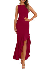 Women's Summer Ruffle Mermaid Cocktail Maxi Dress