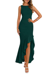 Women's Summer Ruffle Mermaid Cocktail Maxi Dress