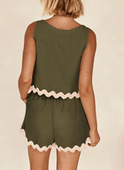 Women's Casual Vest High Waisted Shorts Set
