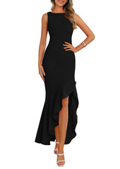 Women's Summer Ruffle Mermaid Cocktail Maxi Dress