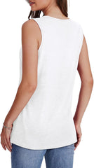 Women's Summer Loose V Neck Sleeveless Basic Tank Tops