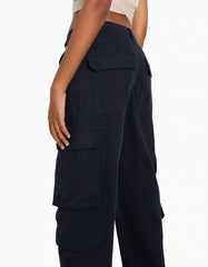 Adjustable Multi-pocket Twill Cargo Trousers