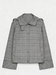 Women's High-Neck Checked Hooded Quilted Coat