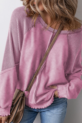 Women's Reverse Seam Waffle Knit Sweatshirt