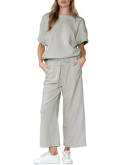 Women's Two Piece Textured Sports Casual Suit