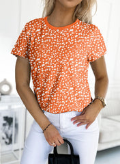 Women's Cheetah Print Crew Neck Short Sleeve T Shirt