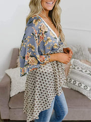 Summer Floral Kimono Ruffle Sleeve Tie Cardigans