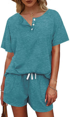 Basic Casual Short Sleeves Outfit 2 Pieces Set
