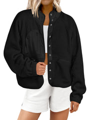 Women's Button Down Fuzzy Fleece Jacket