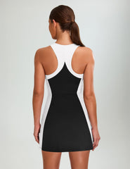 Women's Casual Color Block Racerback Athletic Skirt With Separate Shorts