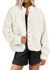 Women's Button Down Fuzzy Fleece Jacket