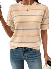 Women's Short Sleeve Knit Striped Top