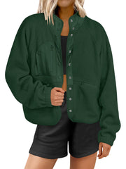 Women's Button Down Fuzzy Fleece Jacket