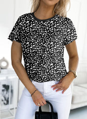Women's Cheetah Print Crew Neck Short Sleeve T Shirt