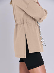 Women's Turtleneck Drawstring Waist Pullover Tops
