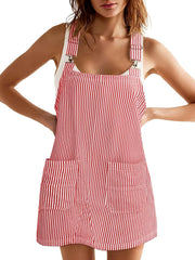Women's Summer Adjustable Strap Striped Overall Dress