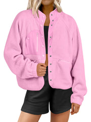 Women's Button Down Fuzzy Fleece Jacket