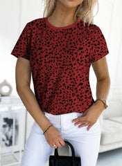 Women's Cheetah Print Crew Neck Short Sleeve T Shirt