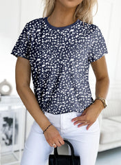 Women's Cheetah Print Crew Neck Short Sleeve T Shirt