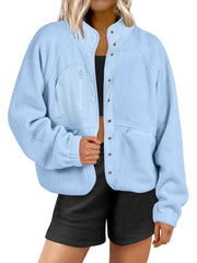 Women's Button Down Fuzzy Fleece Jacket