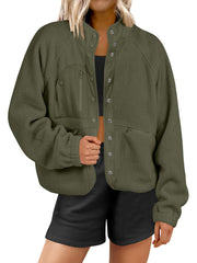 Women's Button Down Fuzzy Fleece Jacket