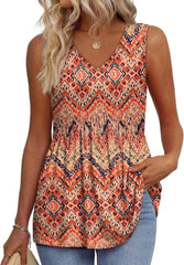 Women's V Neck Printed Tank Top